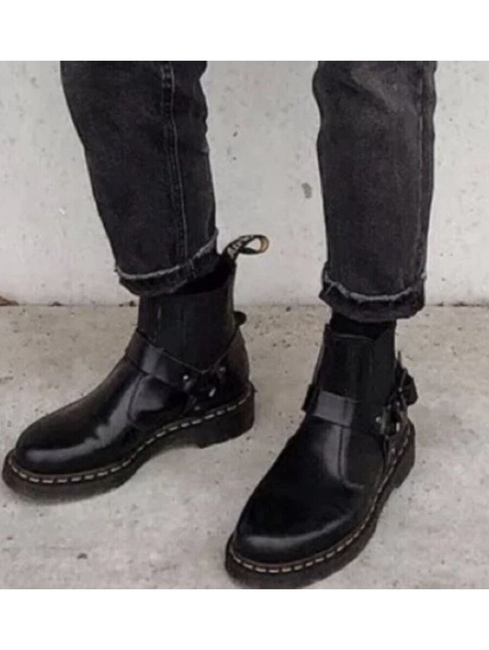 Dr Martens Wincox Smooth Black Leather Buckle Boots Men’s 8 Women’s 9.5 READ